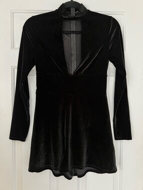 Express Black Plunge Long Sleeve Sheath romper